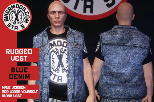 More information about "Rugged Vest Blue Denim | BikerMods"