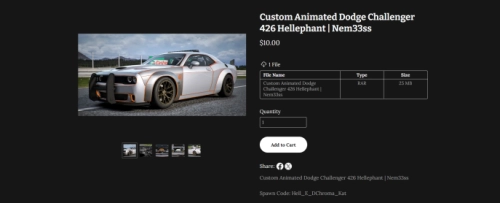 More information about "Custom Animated Dodge Challenger 426 Hellephant | Nem33ss"