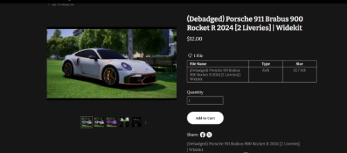 More information about "(Debadged) Porsche 911 Brabus 900 Rocket R 2024 [2 Liveries] | Widekit"