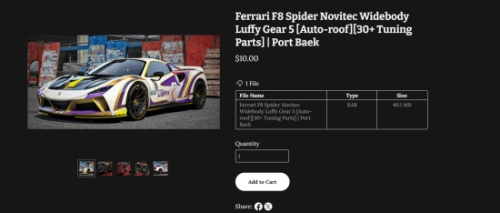 More information about "Ferrari F8 Spider Novitec Widebody Luffy Gear 5 [Auto-roof][30+ Tuning Parts] | Port Baek"