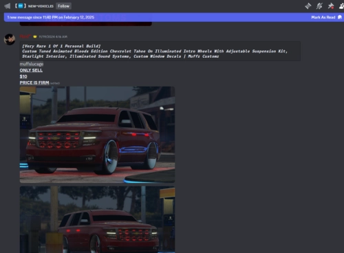 More information about "Custom Tuned Animated Bloods Edition Chevrolet Tahoe On Illuminated Intro Wheels With Adjustable Suspension Kit, Starlight Interior, Illuminated Sound Systems, Custom Window Decals | Muffz Customz"