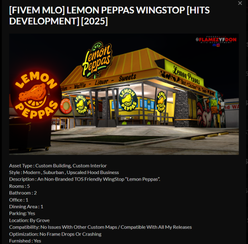 More information about "[FIVEM MLO] LEMON PEPPAS WINGSTOP [HITS DEVELOPMENT]"